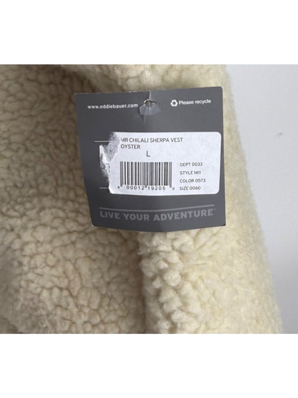 Eddie Bauer Men's Chilali Faux Shearling Fleece Vest Oyster Size L NWT - Picture 5 of 6